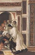 Stories of St Zanobius Last Miracle:dead child revived by the Deacons Eugenius and Crescentius Botticelli